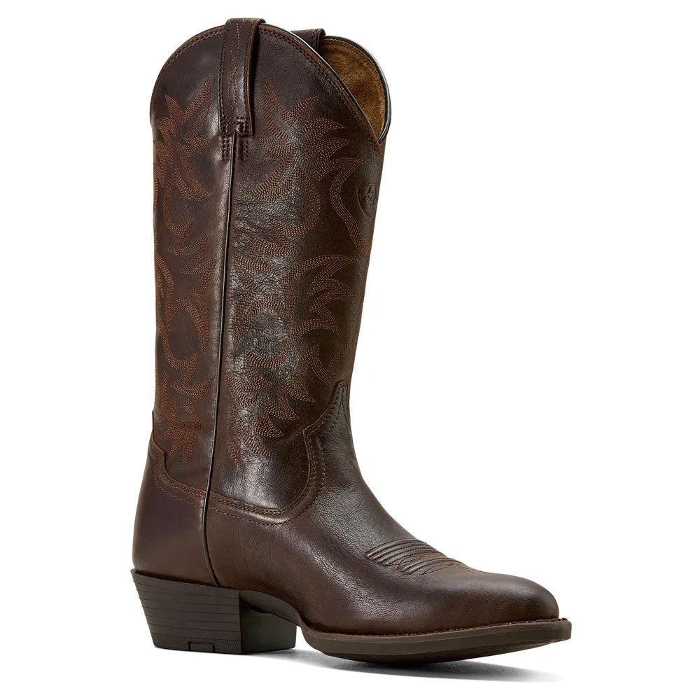 10061279 Ariat Men's Heritage R Toe Western Boot - Burnished Chocolate