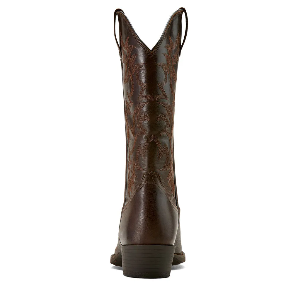10061279 Ariat Men's Heritage R Toe Western Boot - Burnished Chocolate