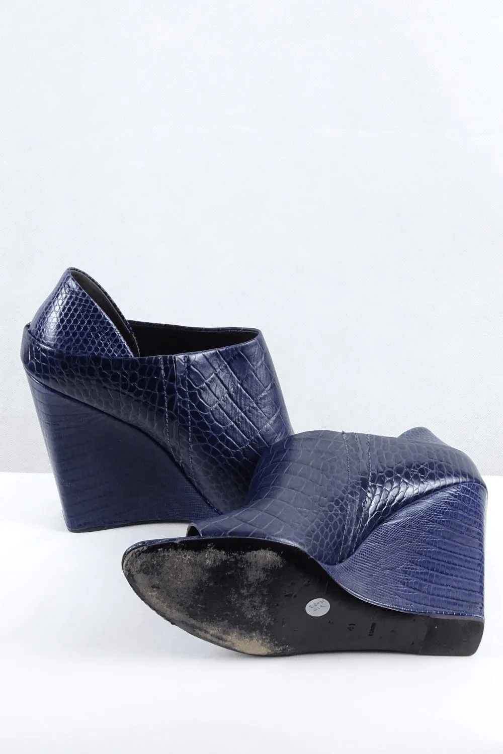 Alexander Wang Croc Print Blue Wedges 41