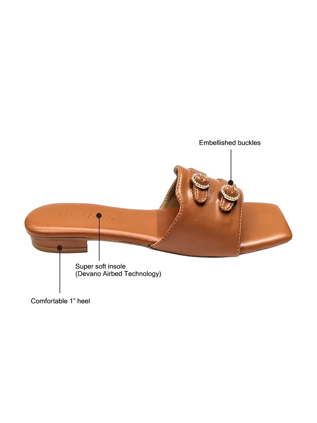 Aria Double Buckle Flats Tan