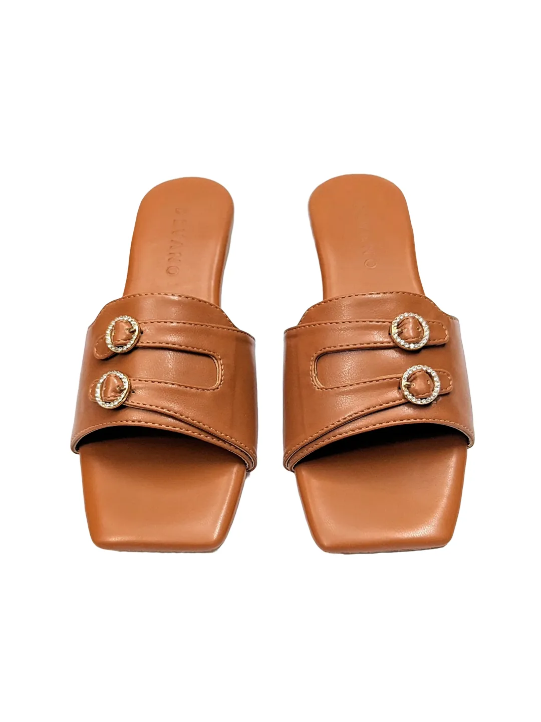 Aria Double Buckle Flats Tan