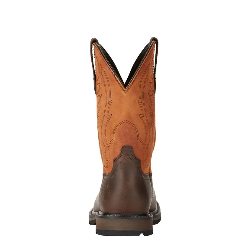 Ariat Men's 10" Groundbreaker Wide Square Toe Steel Toe Work Boot - Brown Ember 10015191