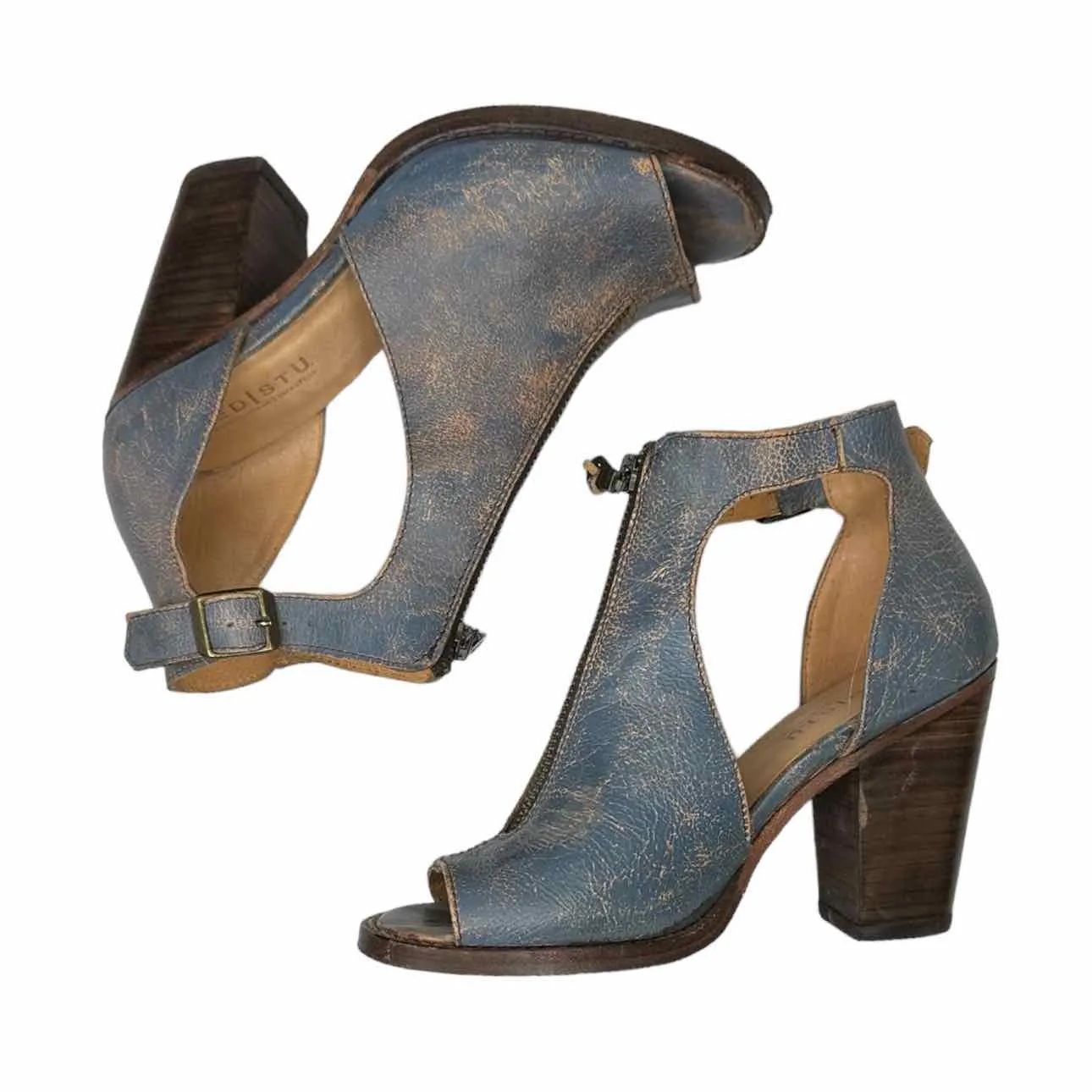 bed stu Blue Leather OLENA Booties Size 8