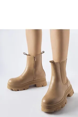 Beige platform boots