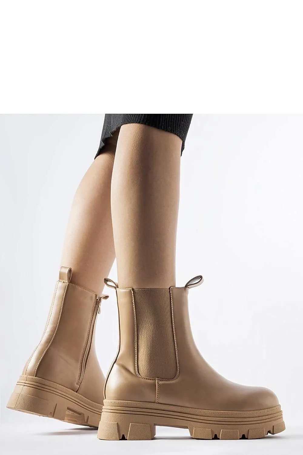 Beige platform boots