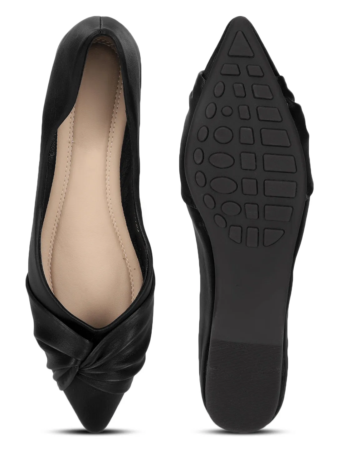 Black PU Slip-On Stylish Ballerina (TC-RS3647-BLK)