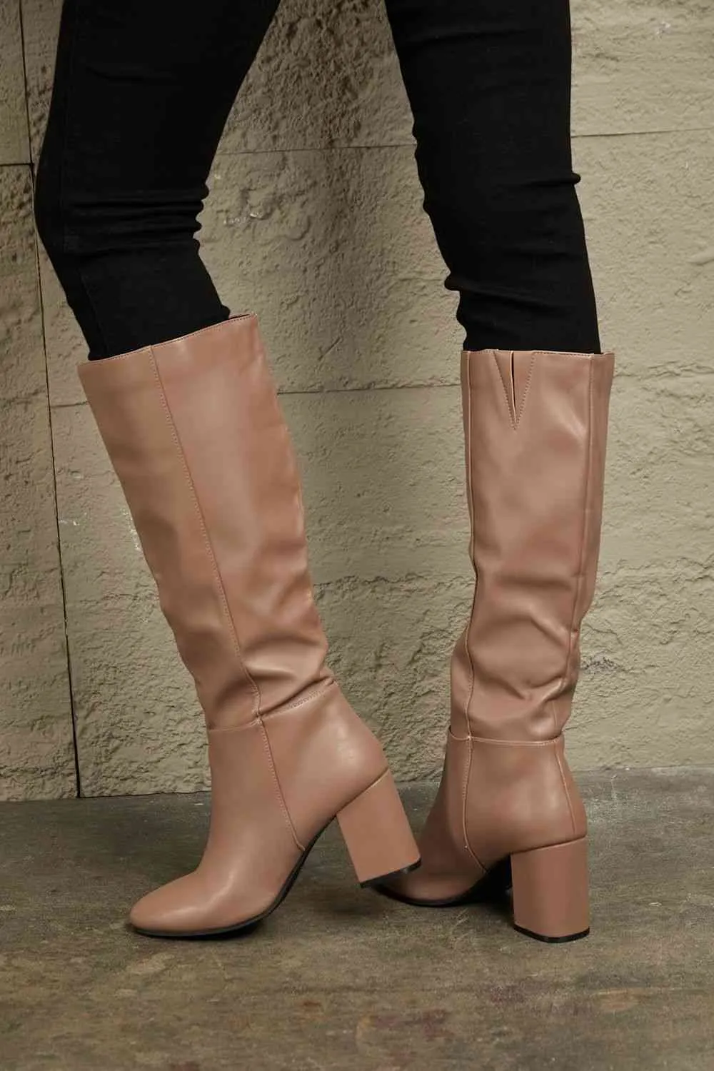 Block Heel Knee Boots