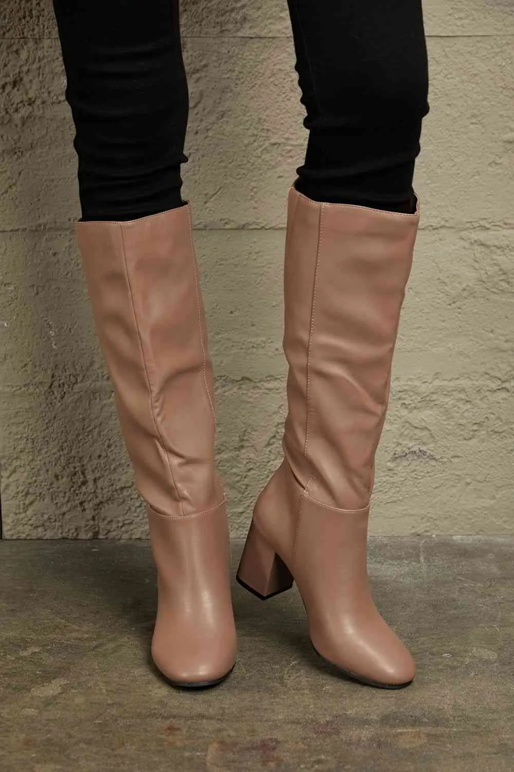 Block Heel Knee Boots
