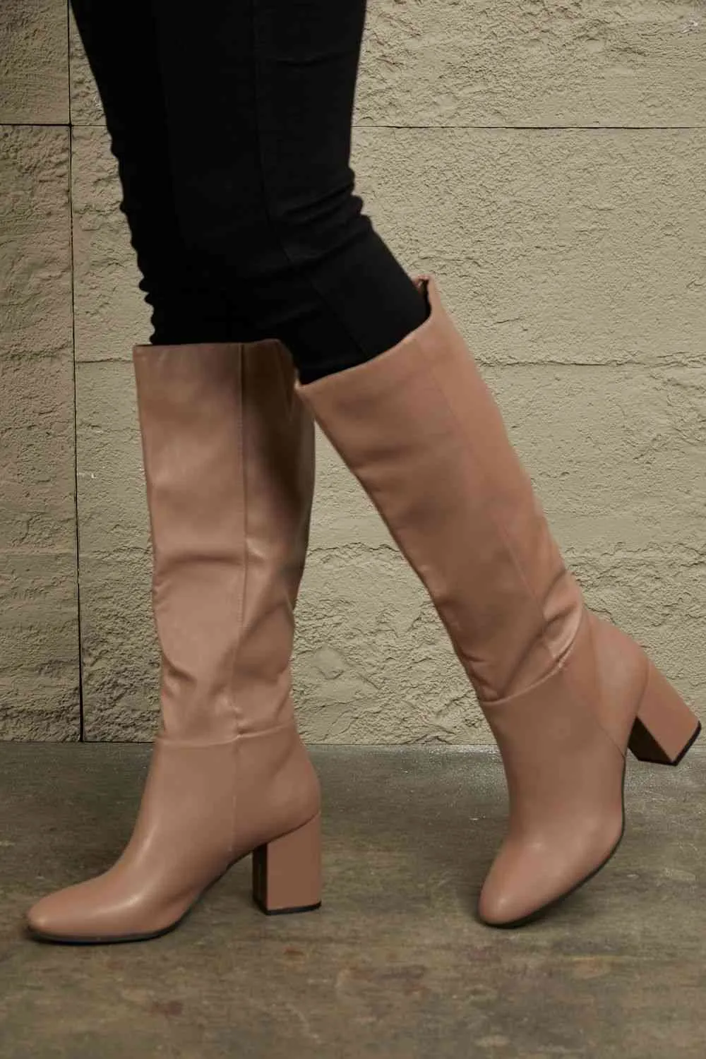 Block Heel Knee Boots