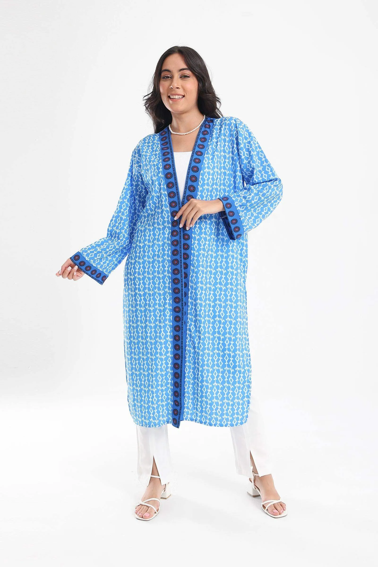 Blue Printed Kimono