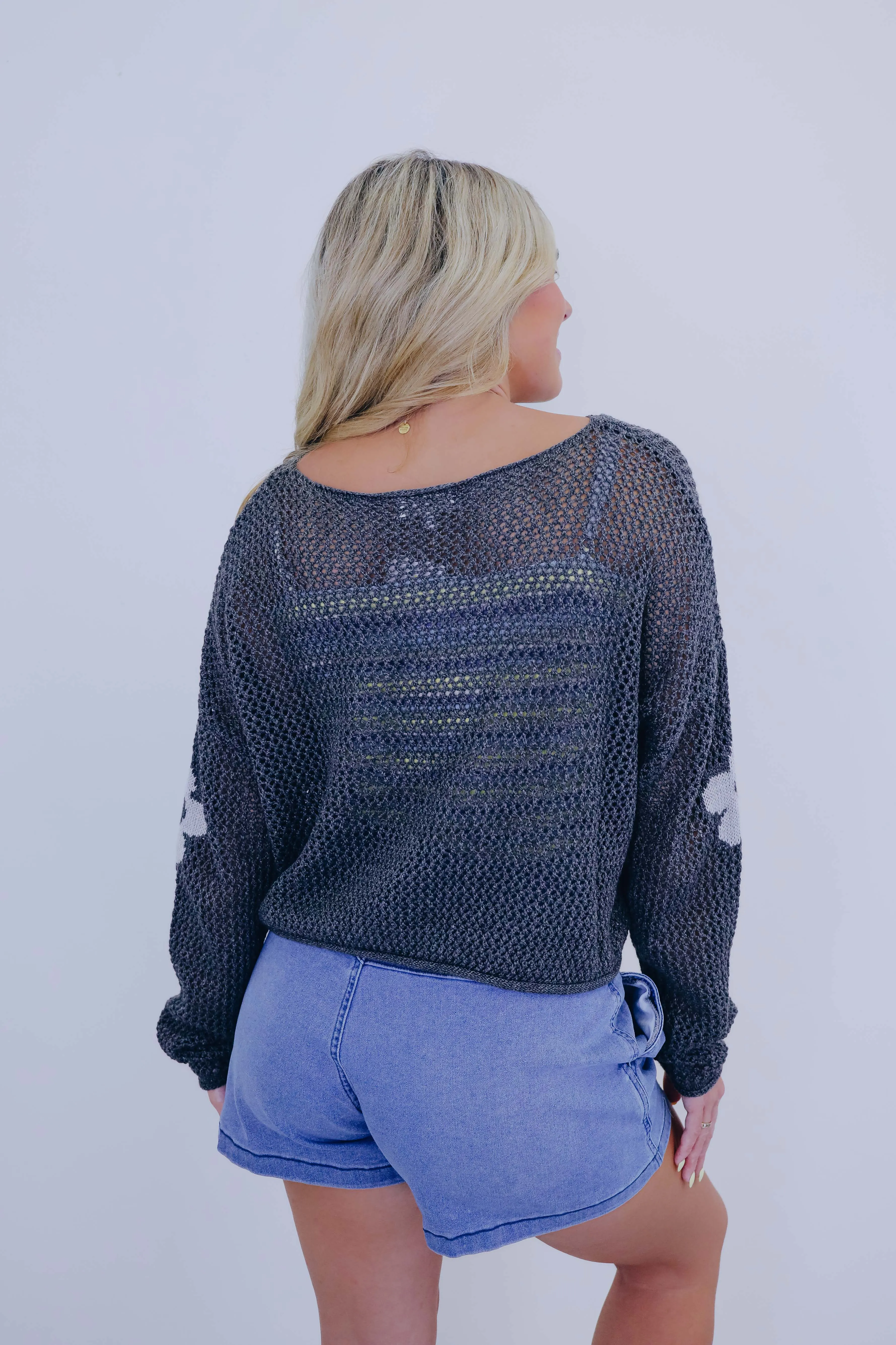 Boho Breezy Floral Crochet Knit Sweater - 2 Colors