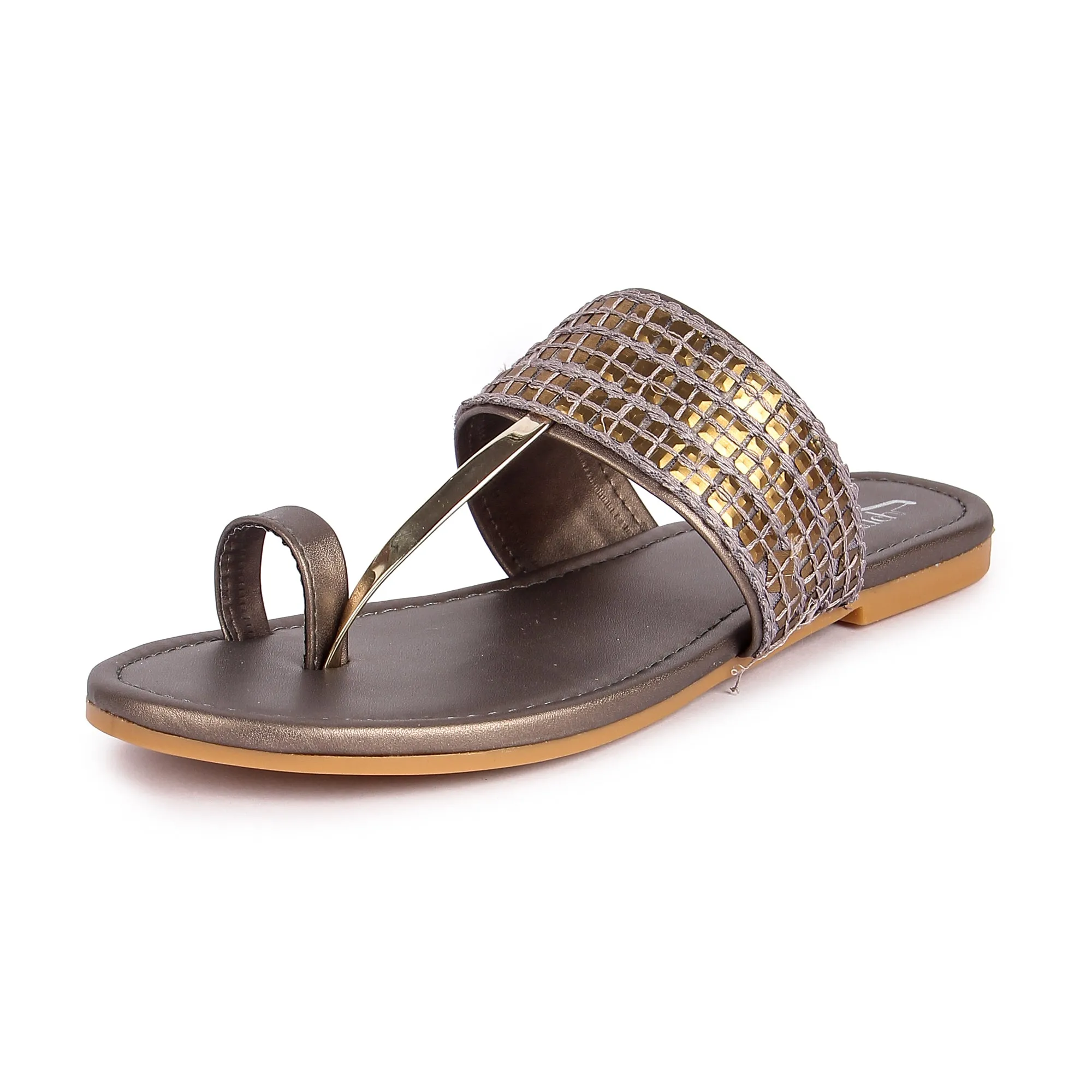 Brauch Women's Grey Thumb Square Flats