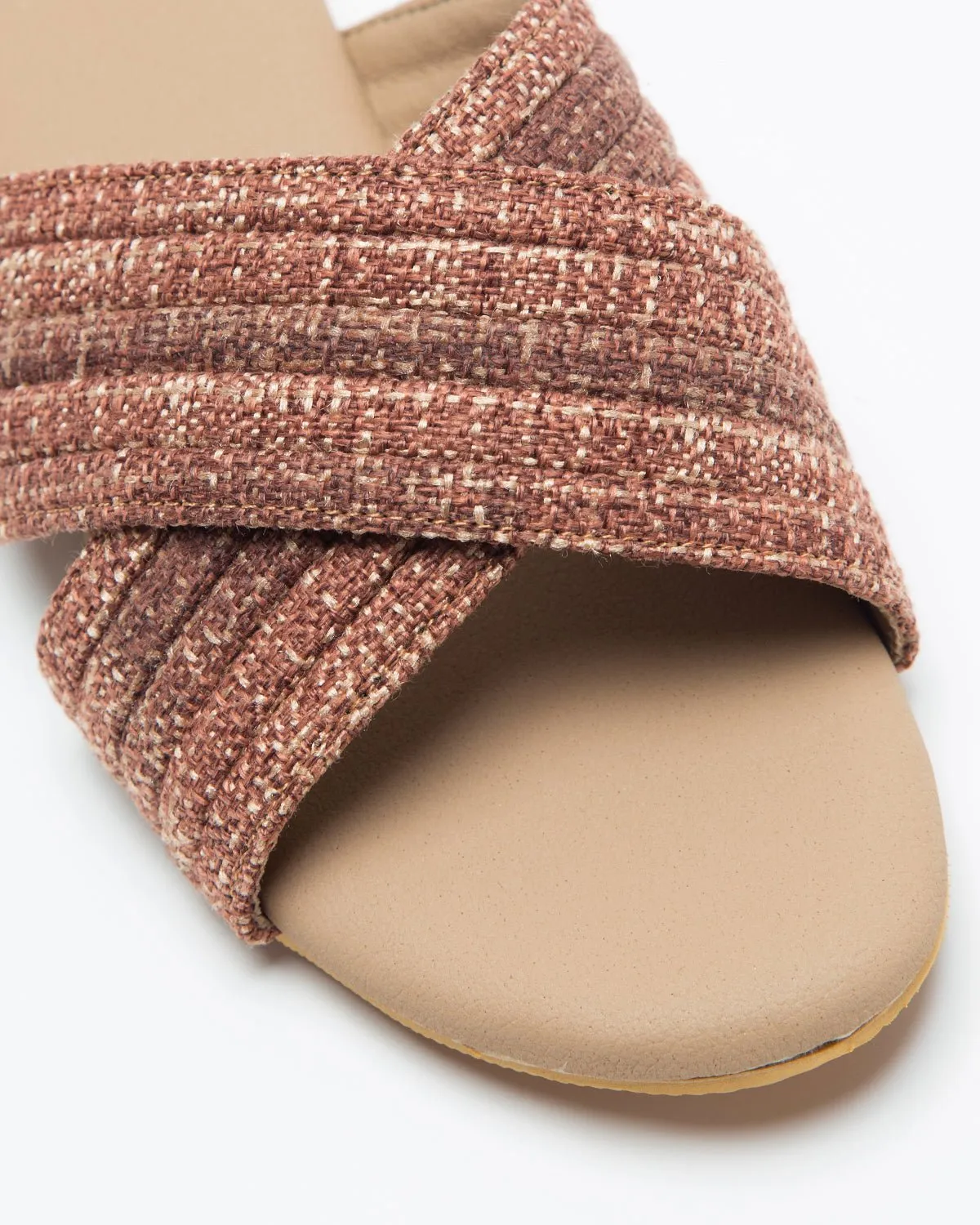 Cross-Strapped Beige & Wine Jute Flats