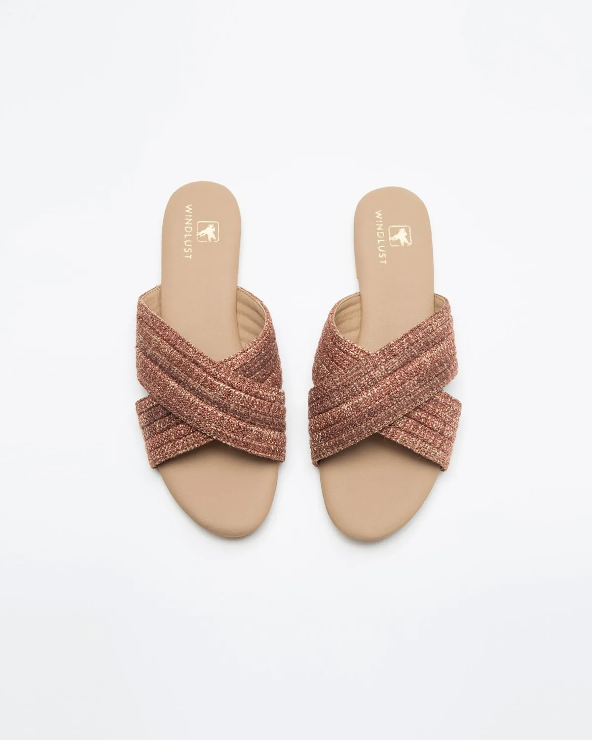 Cross-Strapped Beige & Wine Jute Flats