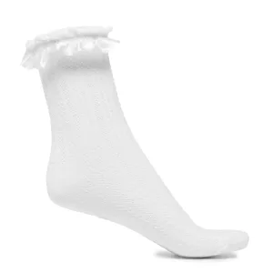 Divine Ruffle White Socks