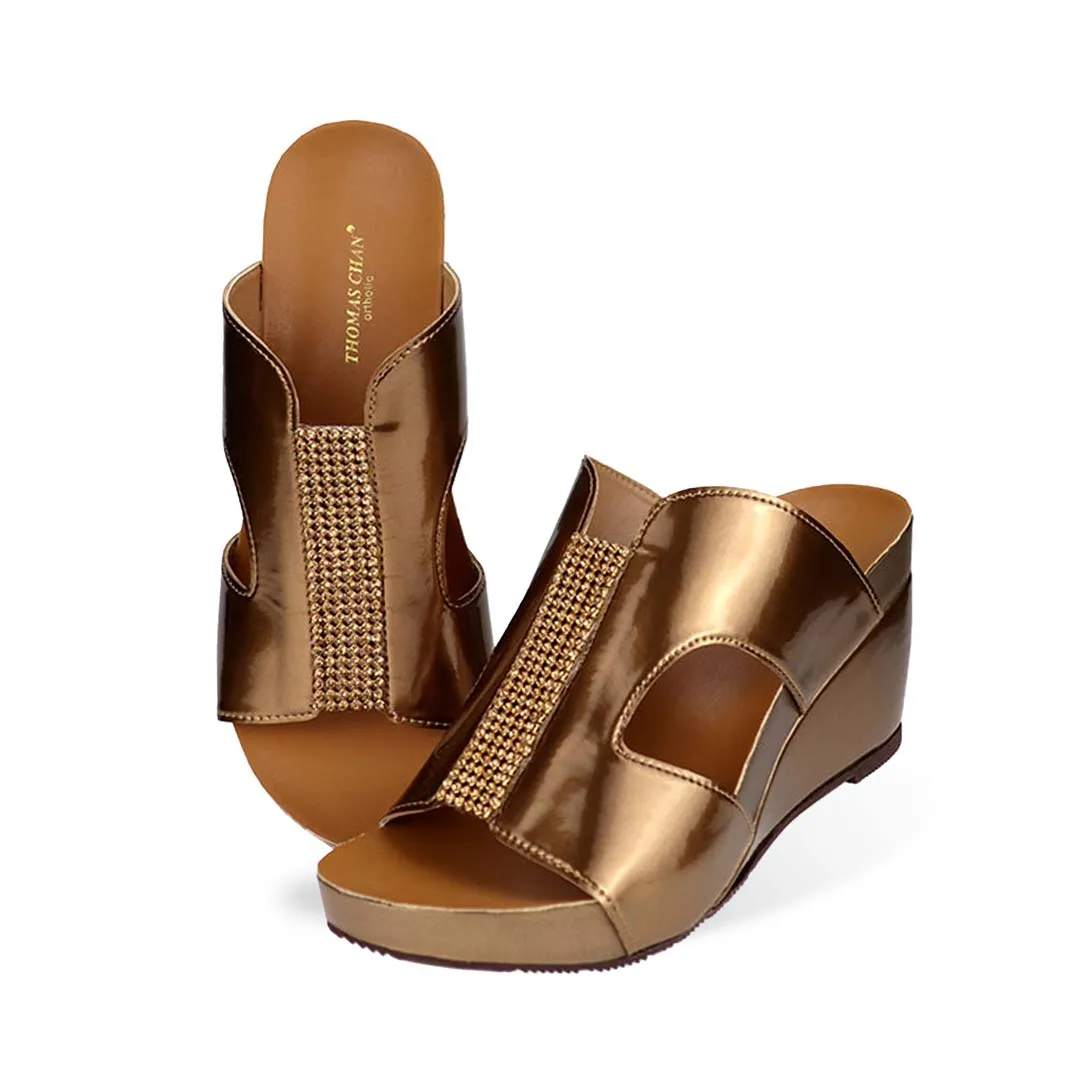[EXTRA 20% off at cart] Diamond H-Strap Glossy Wedges