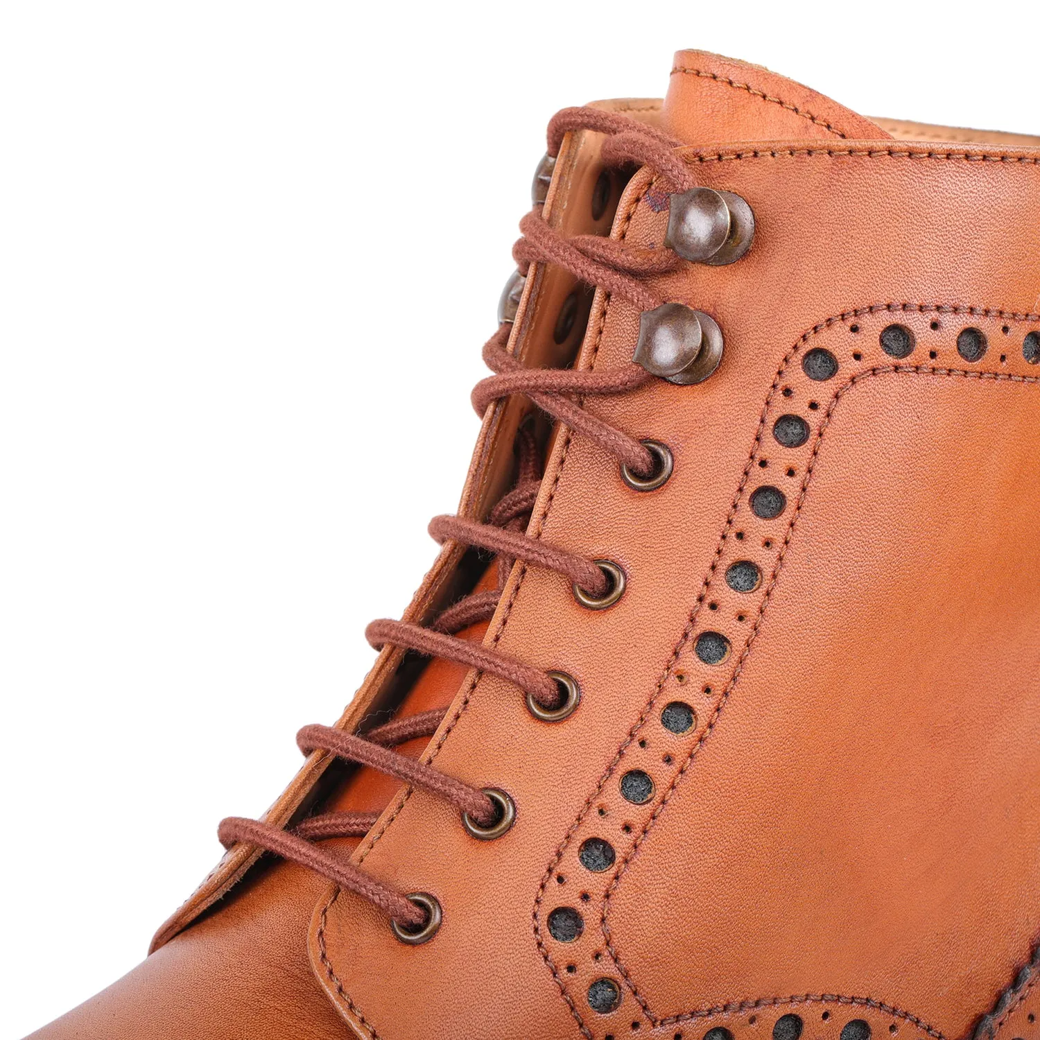 Goodyear Welted Wingtip Brogue lace Up Boot- Tan