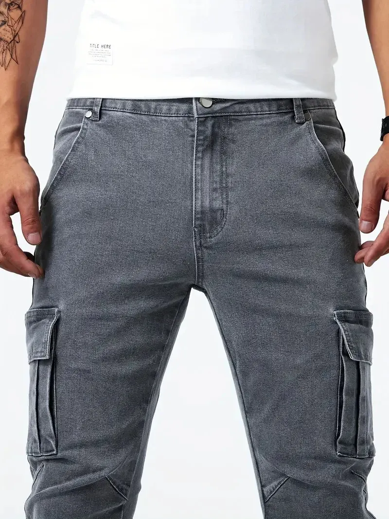 Grijzep - Cargo Broek Heren – Slim Fit Cargo Spijkerbroek met Zakken, Stijlvolle Pasvorm