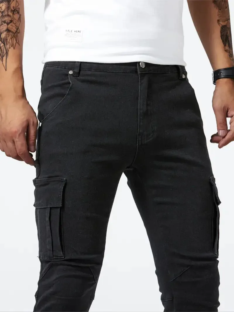 Grijzep - Cargo Broek Heren – Slim Fit Cargo Spijkerbroek met Zakken, Stijlvolle Pasvorm