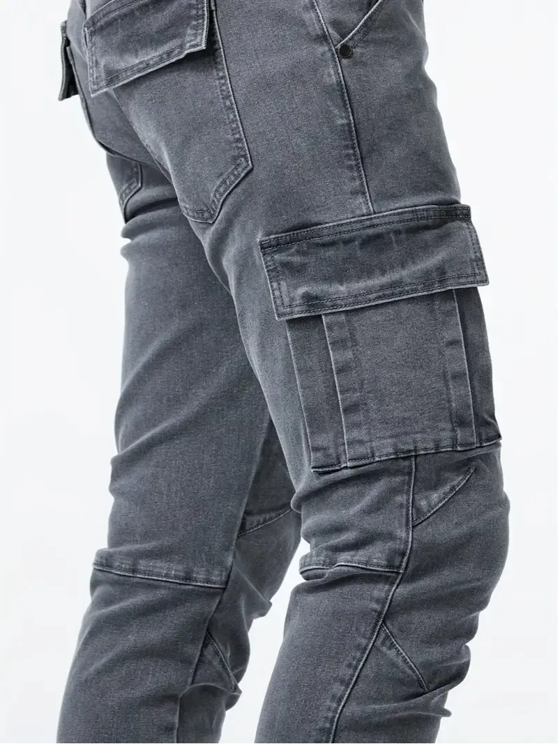 Grijzep - Cargo Broek Heren – Slim Fit Cargo Spijkerbroek met Zakken, Stijlvolle Pasvorm