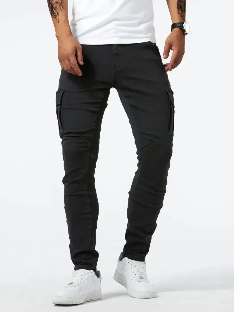 Grijzep - Cargo Broek Heren – Slim Fit Cargo Spijkerbroek met Zakken, Stijlvolle Pasvorm