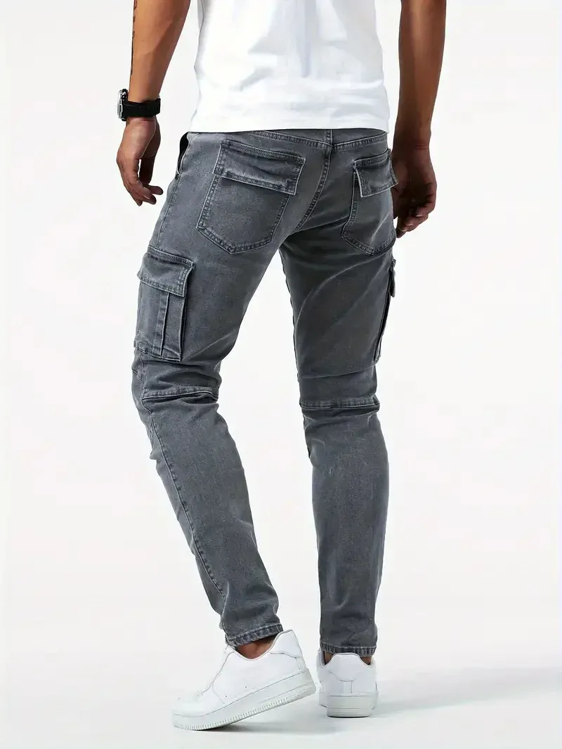 Grijzep - Cargo Broek Heren – Slim Fit Cargo Spijkerbroek met Zakken, Stijlvolle Pasvorm