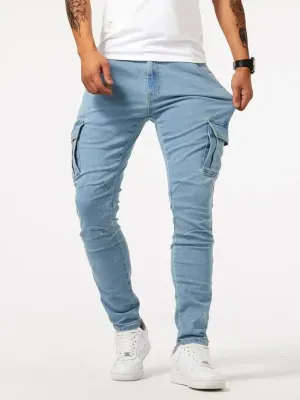 Grijzep - Cargo Broek Heren – Slim Fit Cargo Spijkerbroek met Zakken, Stijlvolle Pasvorm