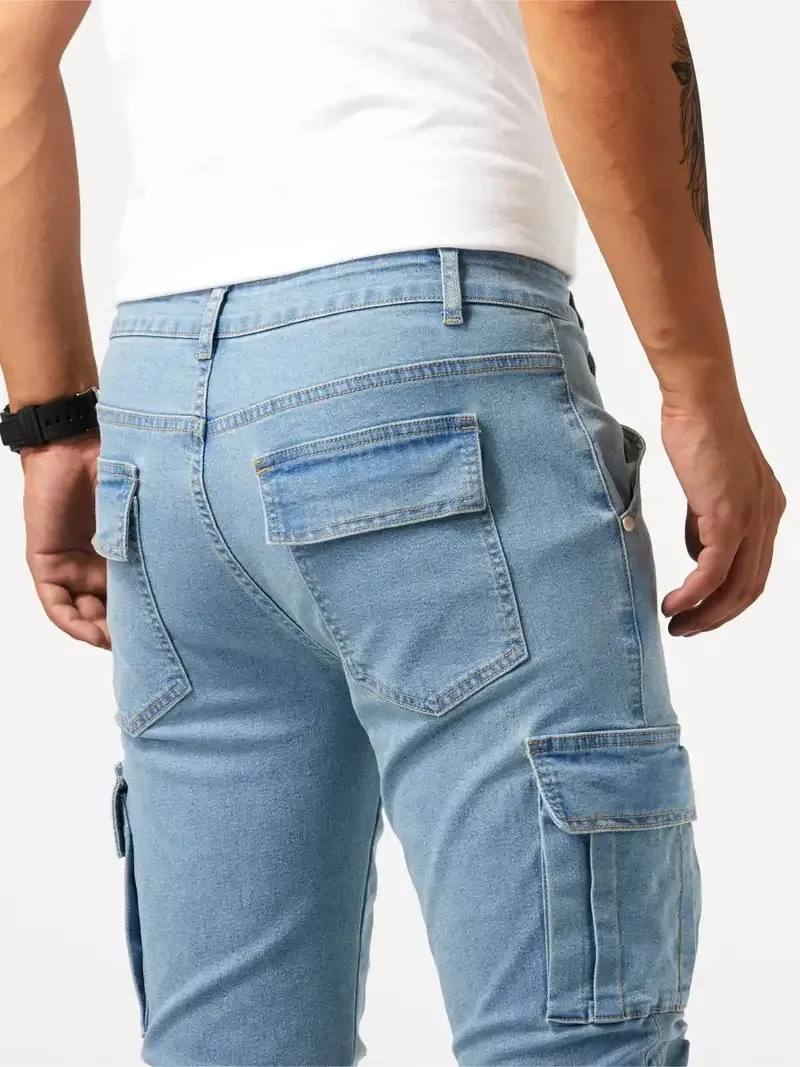 Grijzep - Cargo Broek Heren – Slim Fit Cargo Spijkerbroek met Zakken, Stijlvolle Pasvorm