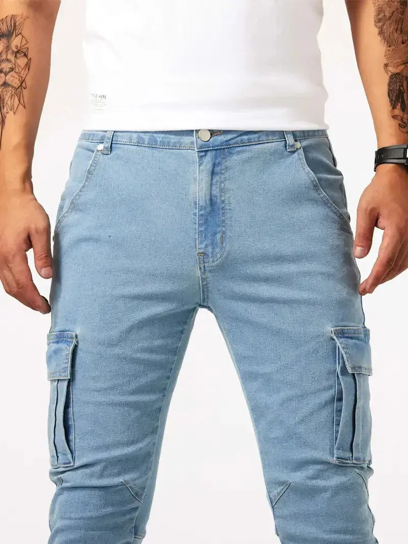Grijzep - Cargo Broek Heren – Slim Fit Cargo Spijkerbroek met Zakken, Stijlvolle Pasvorm