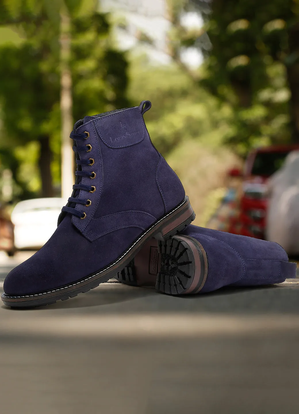 Handmade High Ankle Bikers Long Boot - Italian Suede Leather