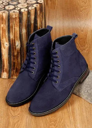 Handmade High Ankle Bikers Long Boot - Italian Suede Leather