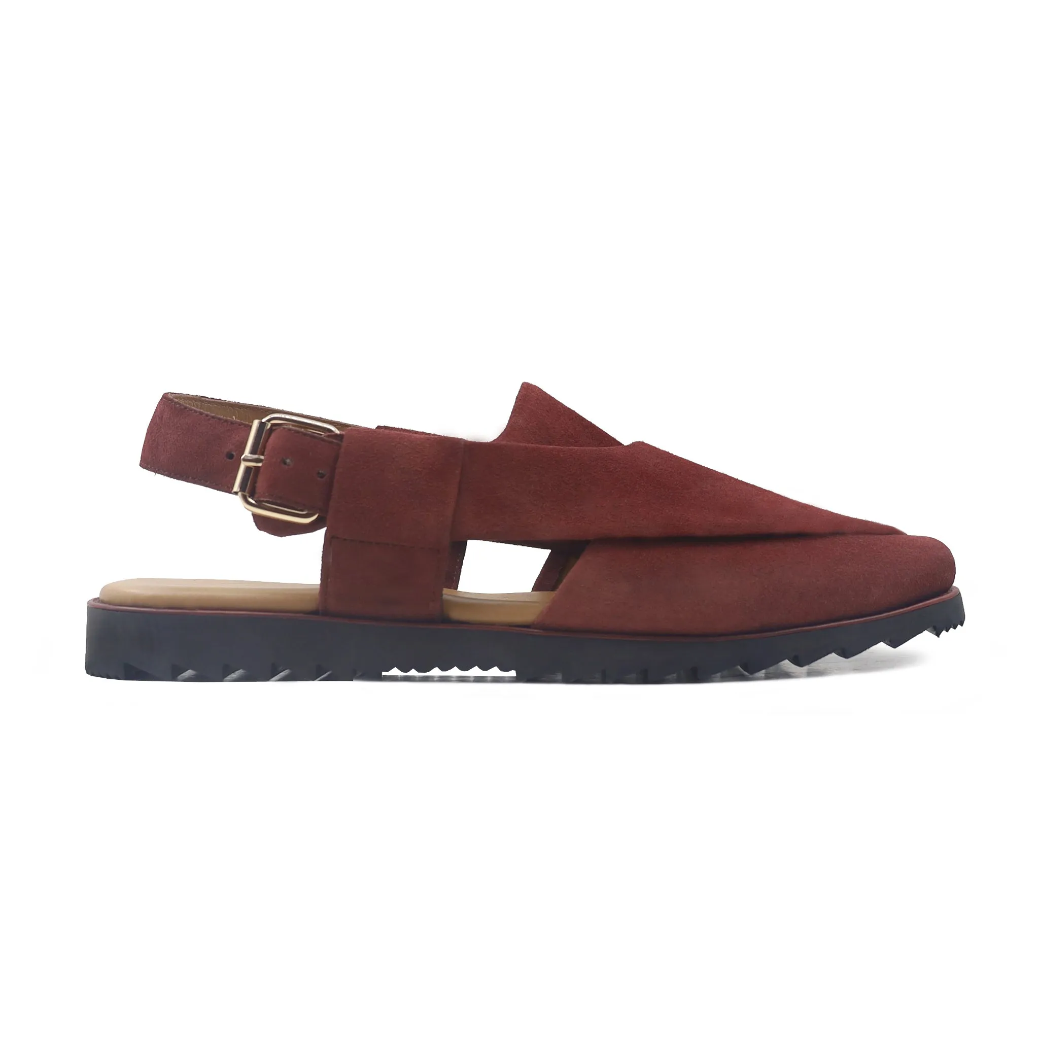 Kantana - Men's Oxblood Kid Suede Sandal
