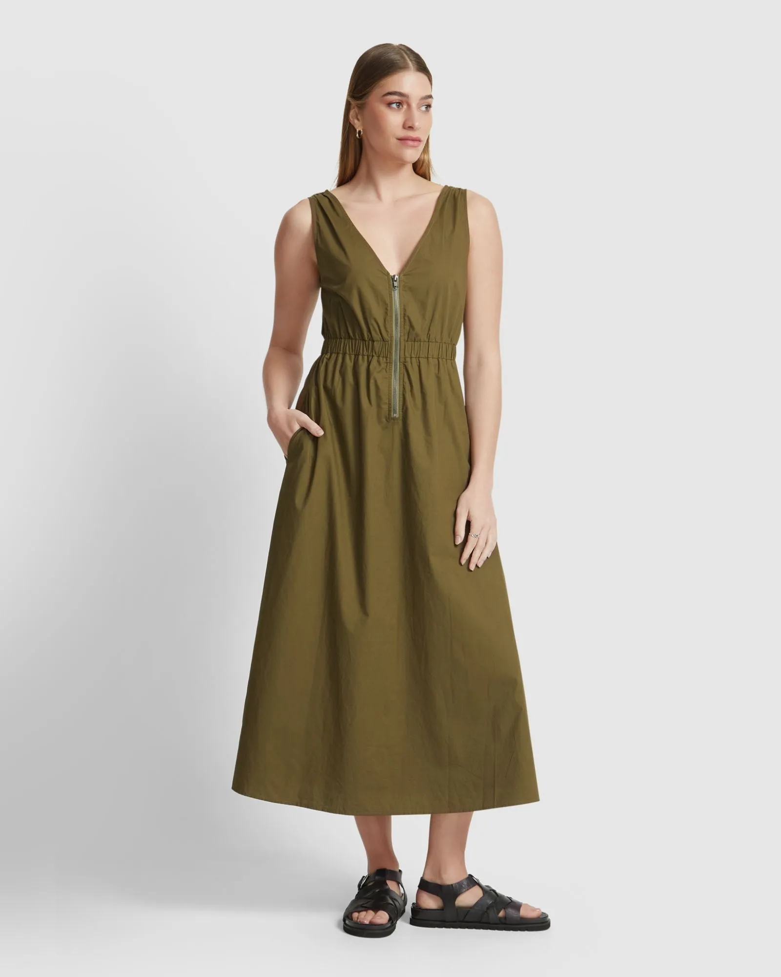Leona Zip Up Cotton Dress