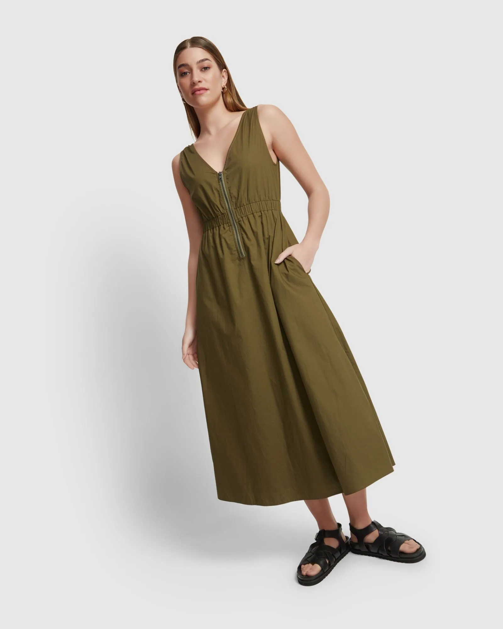 Leona Zip Up Cotton Dress