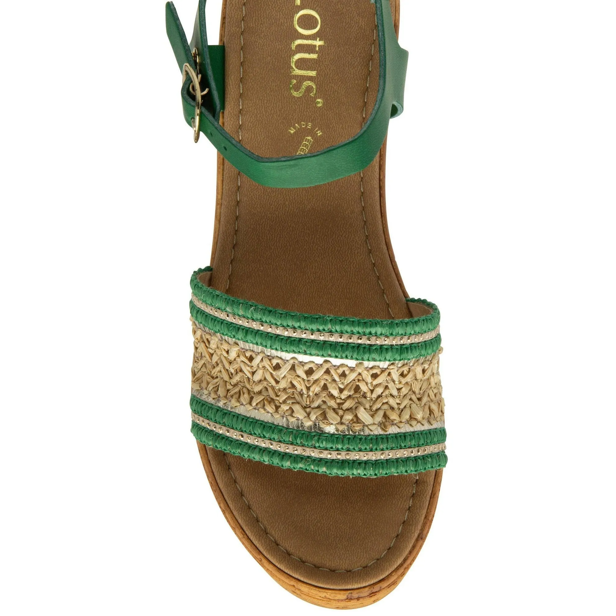 Lotus Chelsia Ladies Italian Green Buckle Sandals