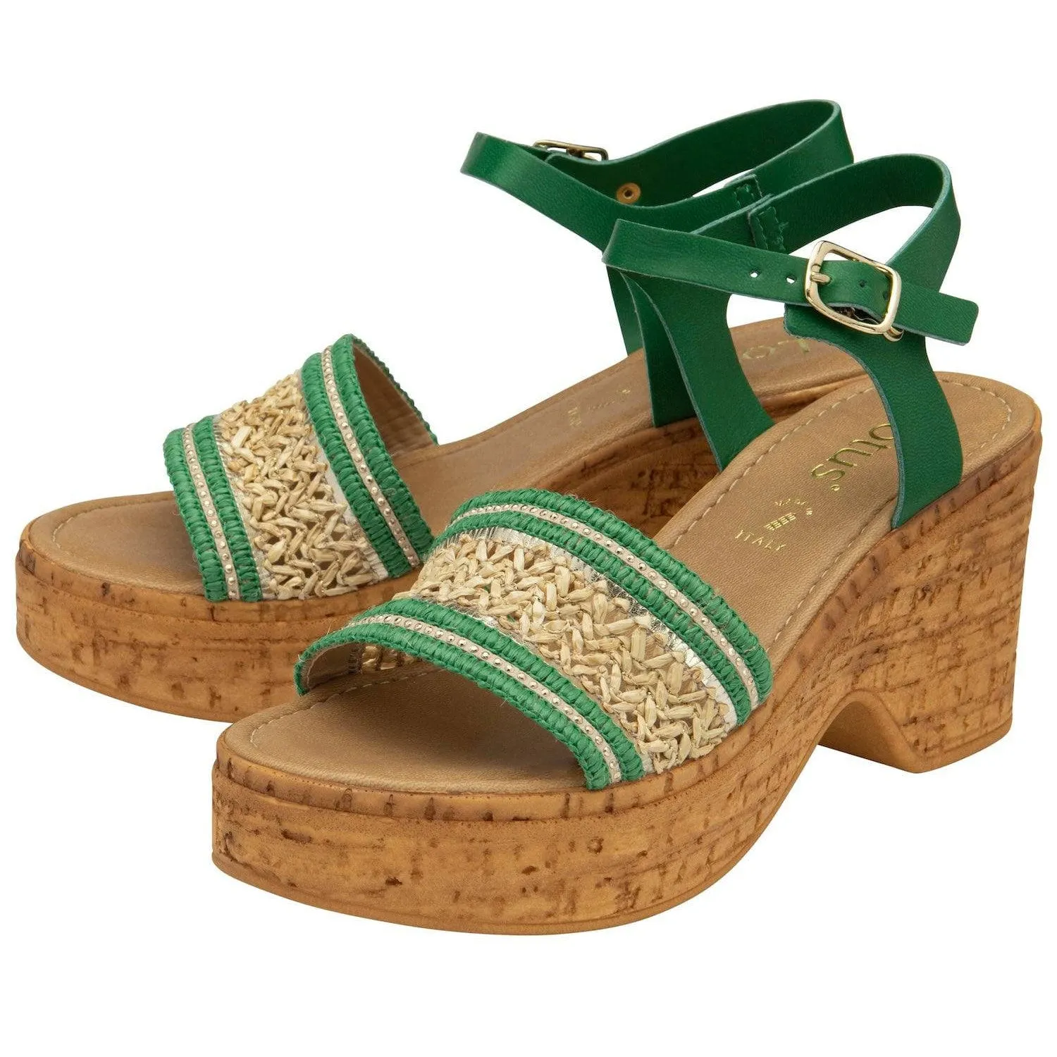Lotus Chelsia Ladies Italian Green Buckle Sandals