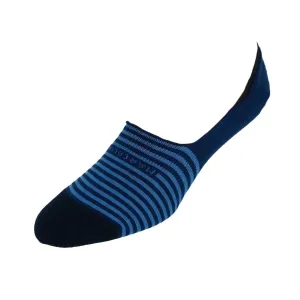 Men's Stripe Invisible Touch No Show Liner Sock in Royal Blue by Marcoliani