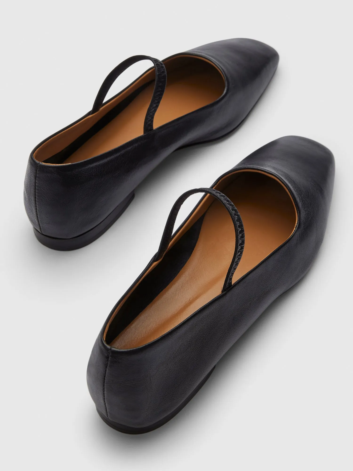 Petina Black Nappa Mary Jane Flats
