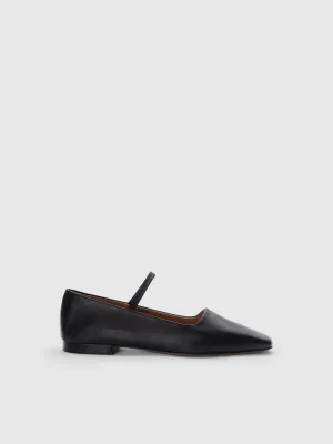 Petina Black Nappa Mary Jane Flats