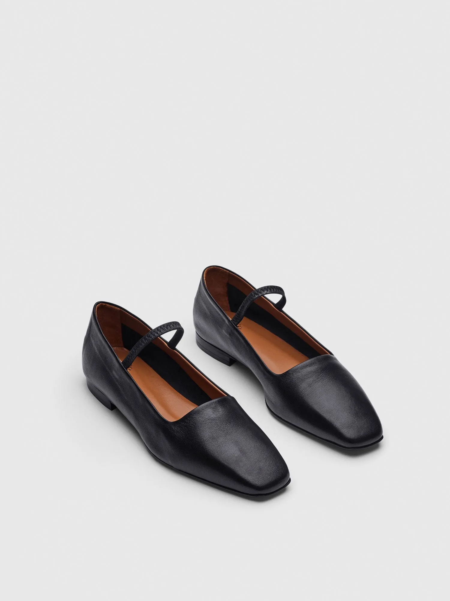 Petina Black Nappa Mary Jane Flats