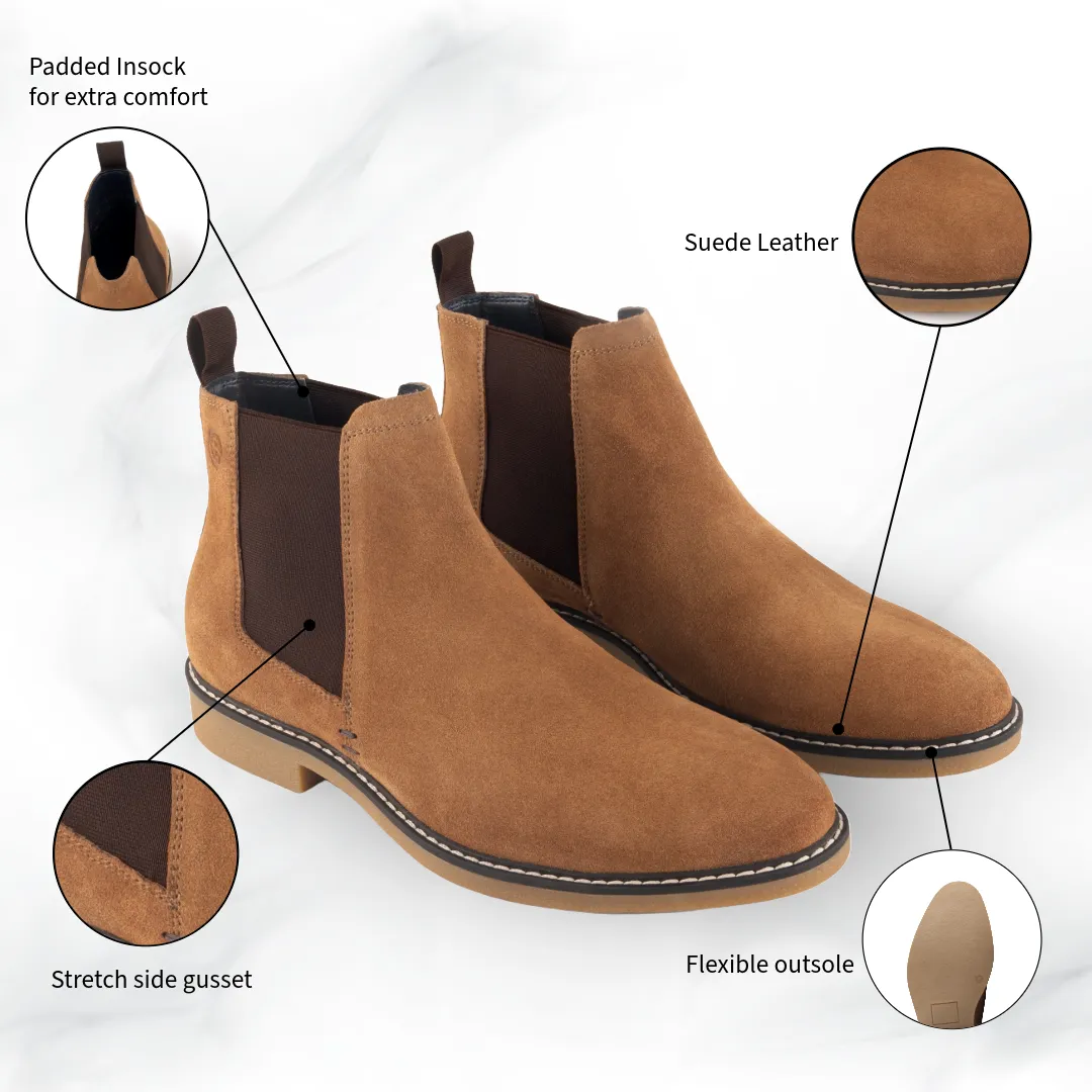 Pimlico Suede Leather Chelsea Boot - Cognac