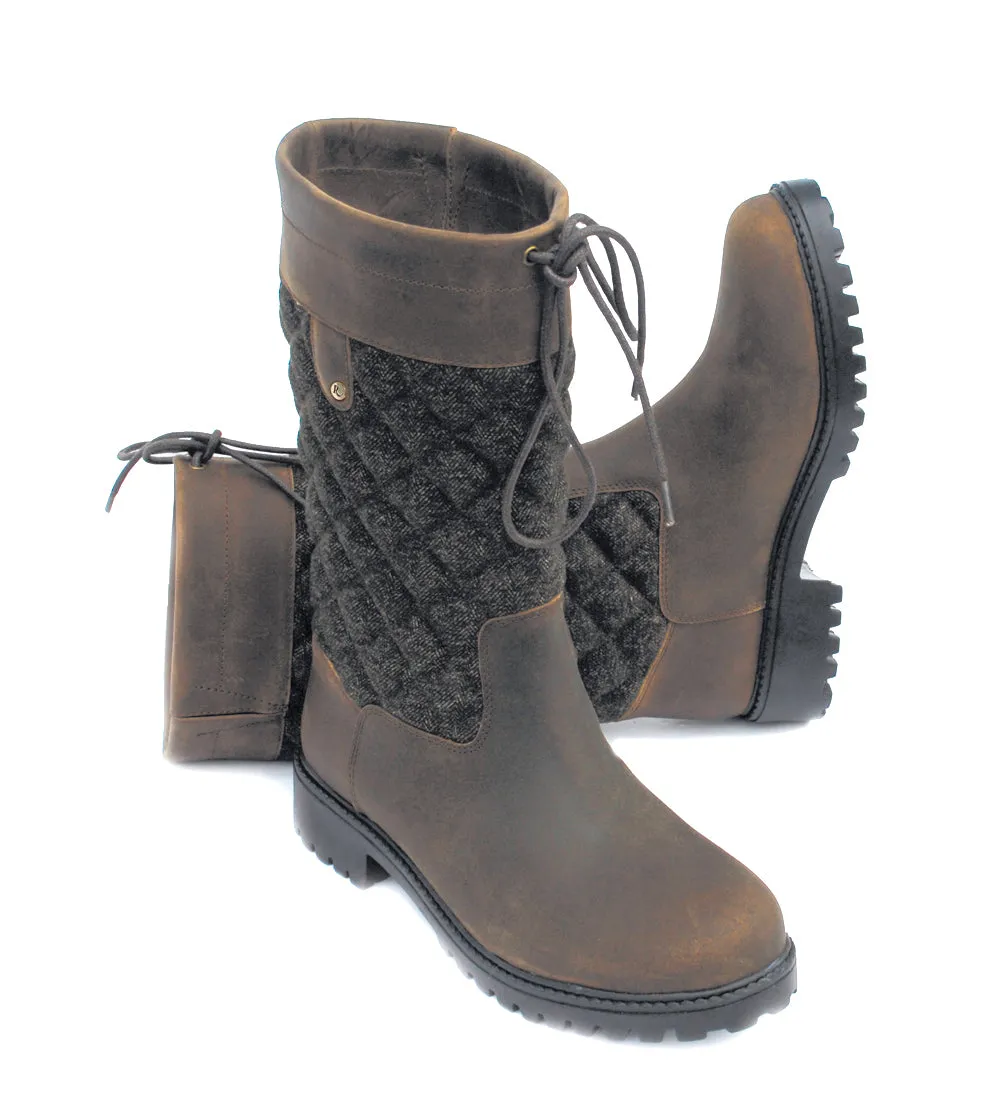 Rhinegold 'Elite' Tweed Georgia Leather Country Boots