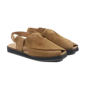 Rory - Men's Camel Kid Suede Sandal