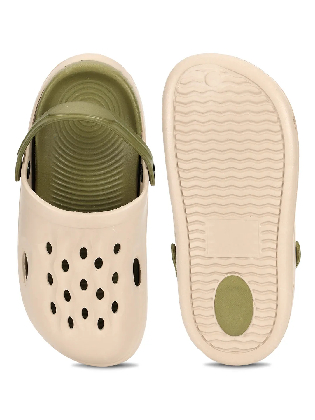 Sand Green Stylish Slip-On Clogs For Kids-Unisex (TC-LCLOG3-SNDGRN)