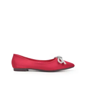 Stylish Red Embellished Ballet Flats | 425N-M