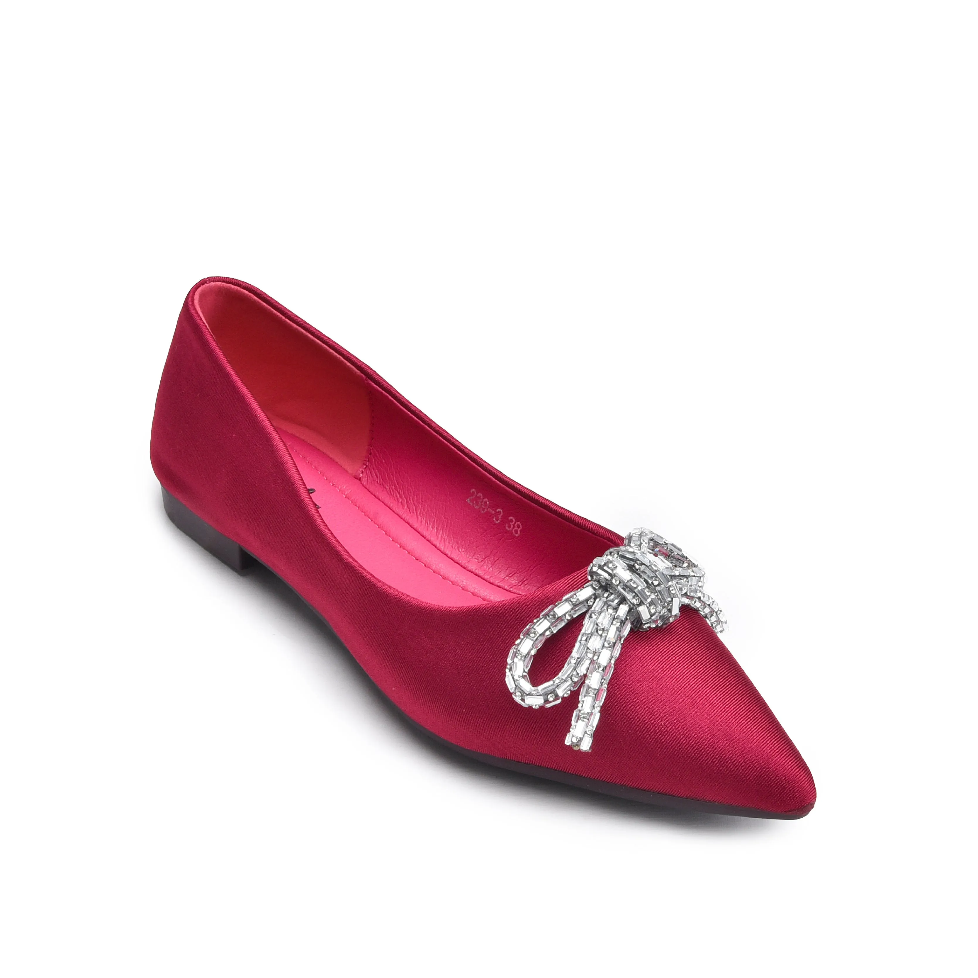 Stylish Red Embellished Ballet Flats | 425N-M