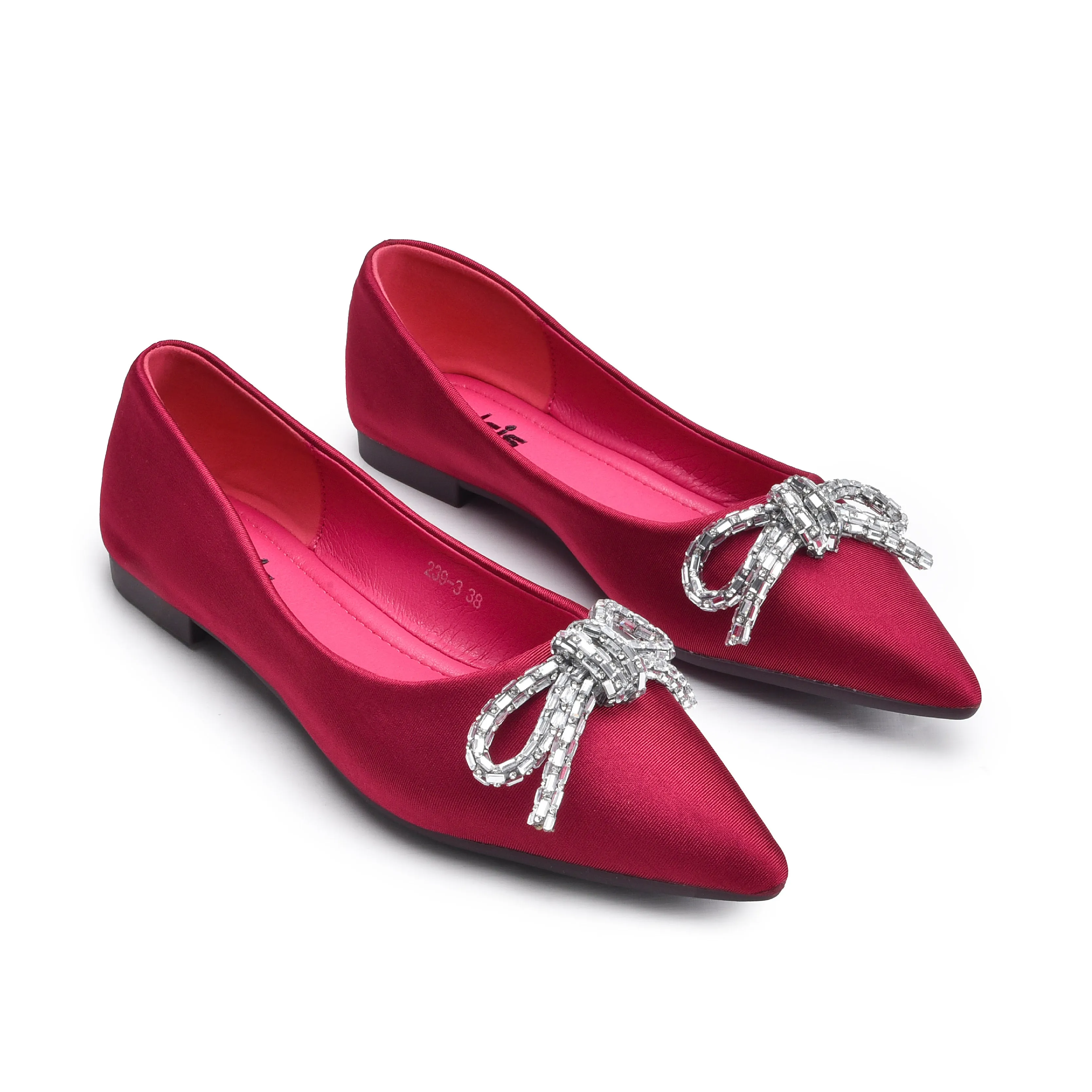 Stylish Red Embellished Ballet Flats | 425N-M