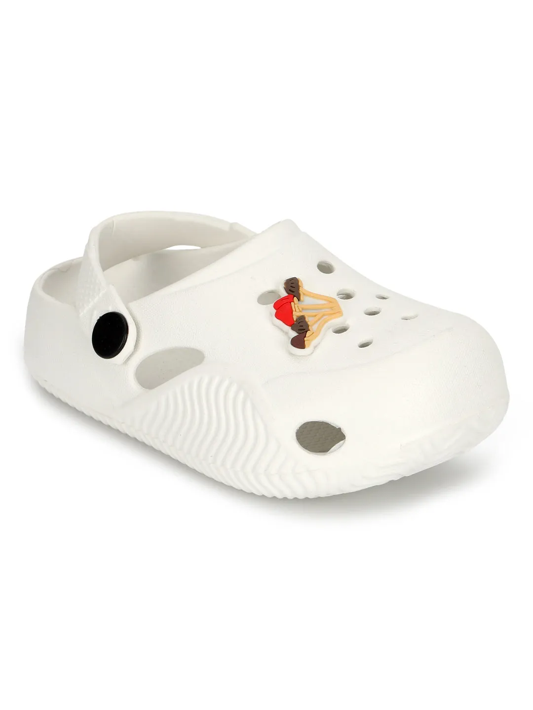 White Stylish Slip-On Clogs For Kids-Unisex (TC-LCLOG1-WHT)
