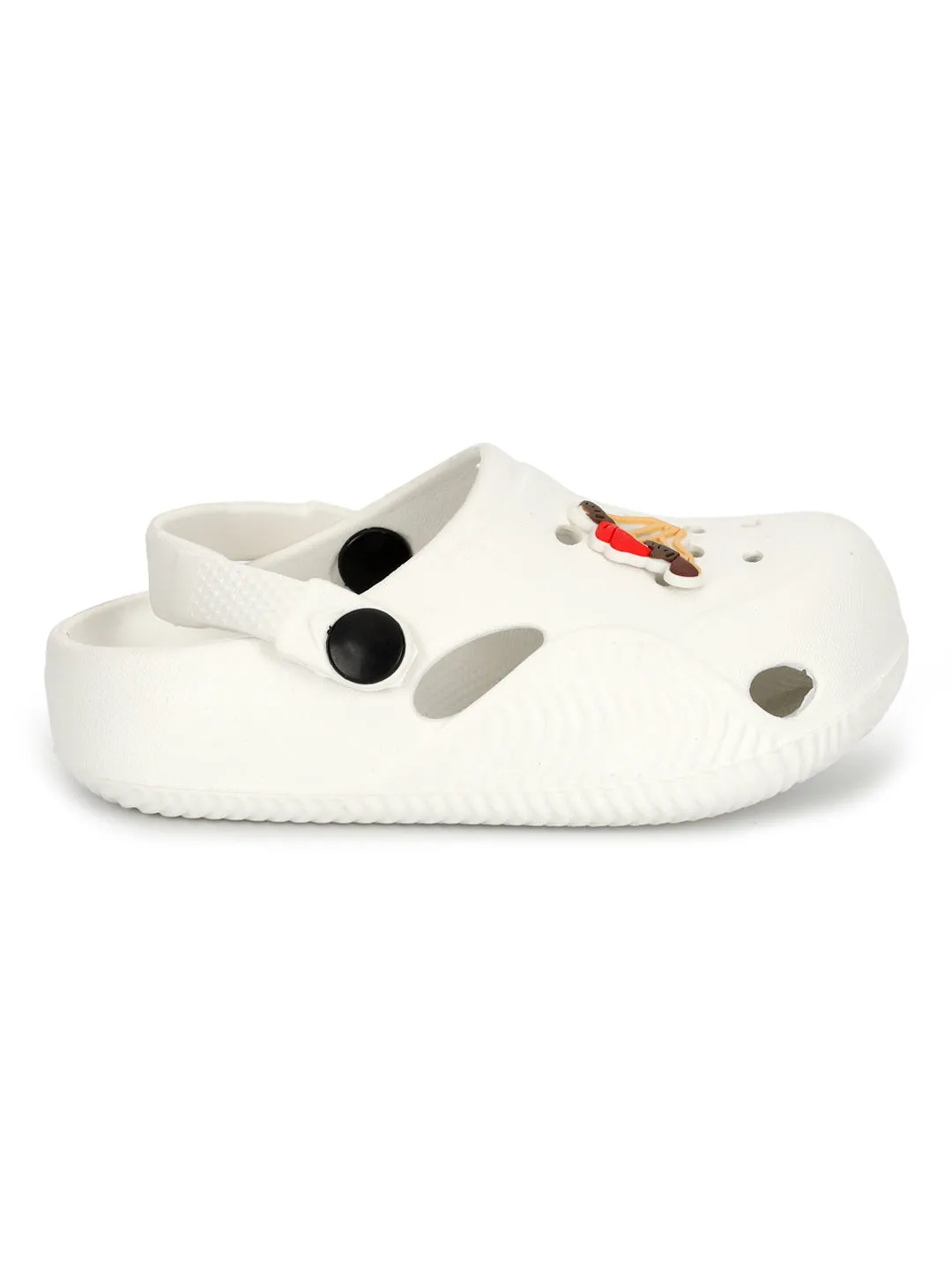 White Stylish Slip-On Clogs For Kids-Unisex (TC-LCLOG1-WHT)