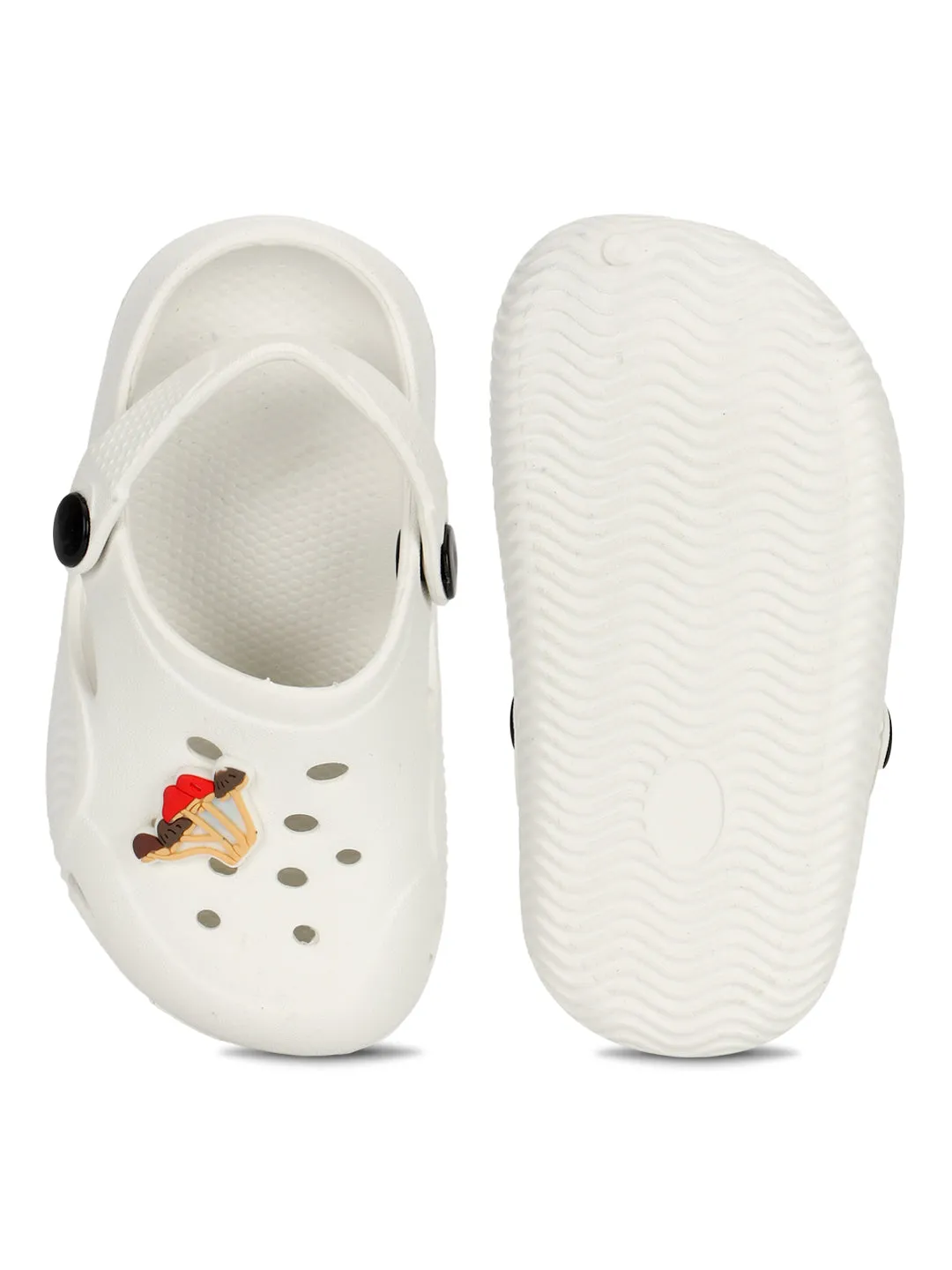 White Stylish Slip-On Clogs For Kids-Unisex (TC-LCLOG1-WHT)